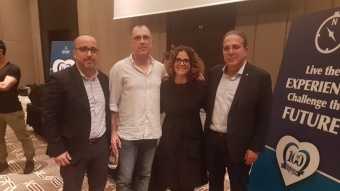 מימין: נתן אלאלוף, מטי אלאלוף, רמי ורד ודני אלאלוף. אירוע הפתיחה של חגיגות המאה